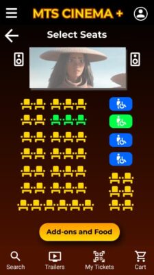 MTS Cinema + High Fidelity Prototype - Seat selection screen | JJ Garrido UX